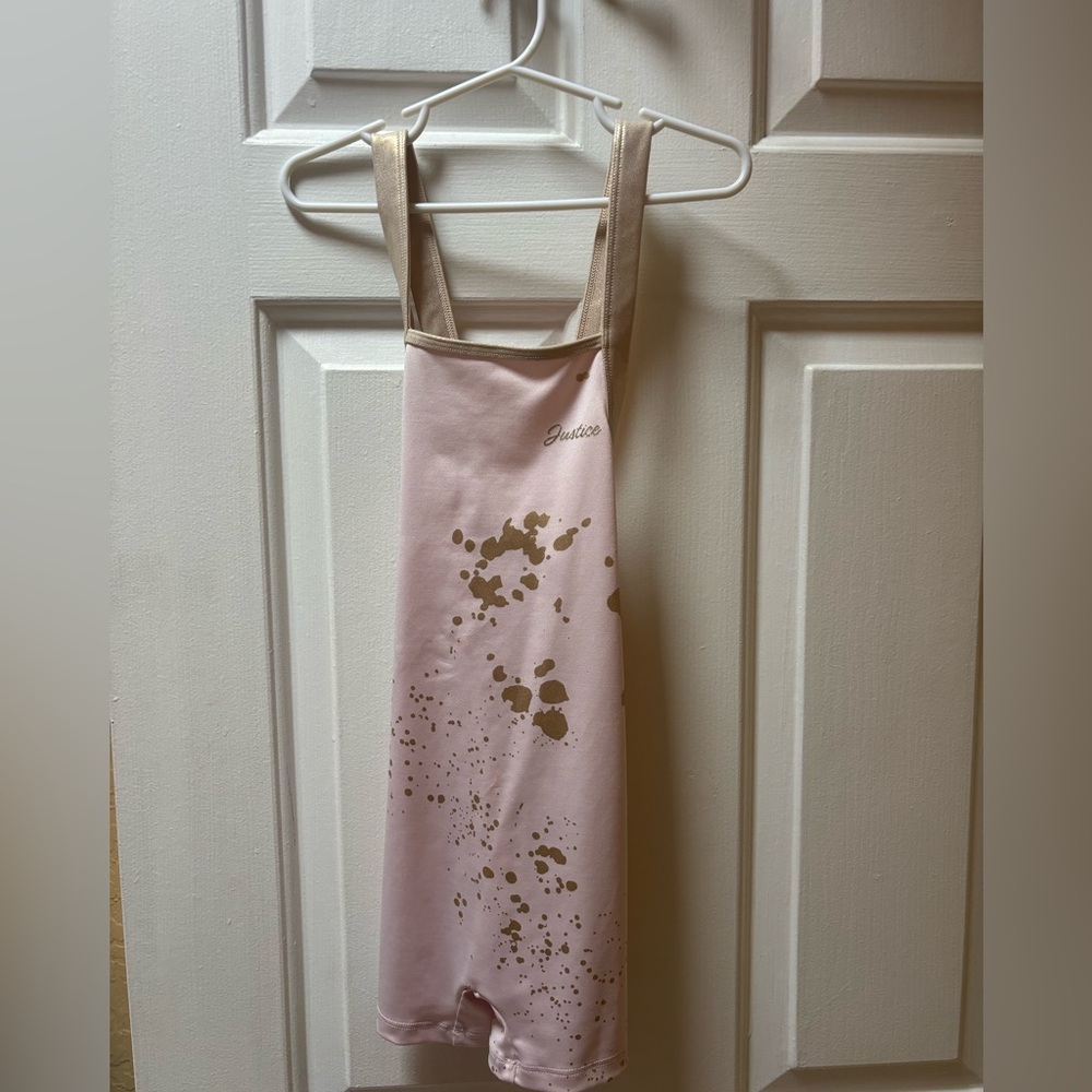 Justice Pink with Gold Splatter Leotard